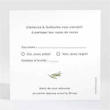 Carton réponse mariage provençal - Dos de la carte réponse