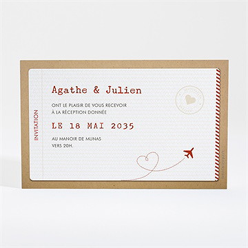 Carton d'invitation mariage passeport vintage - Dos du carton