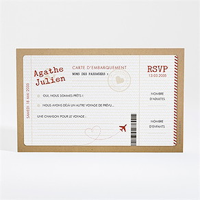 Carton réponse mariage passeport vintage