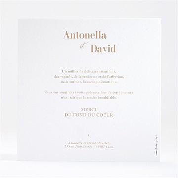 Remerciement mariage engagés - Dos de la carte