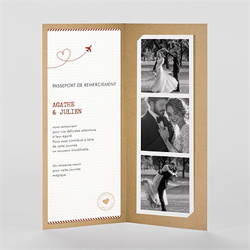 Remerciement mariage passeport vintage - Intérieur du faire-part