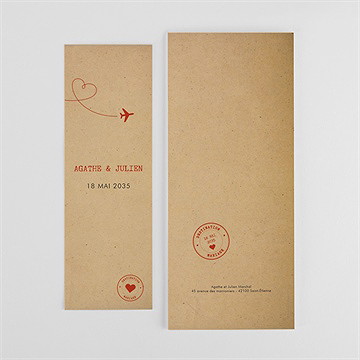 Remerciement mariage passeport vintage - Dos du faire-part