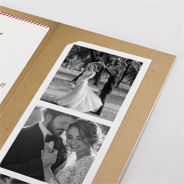 Remerciement mariage passeport vintage - Détail du faire-part