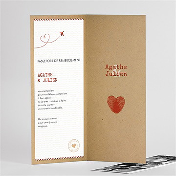 Remerciement mariage passeport vintage - Détail de l'intérieur