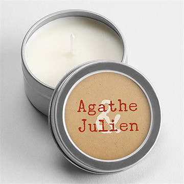 Bougie mariage passeport vintage argent