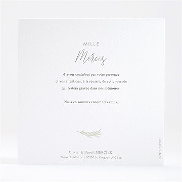 Remerciement mariage tendre elegance - Dos de la carte