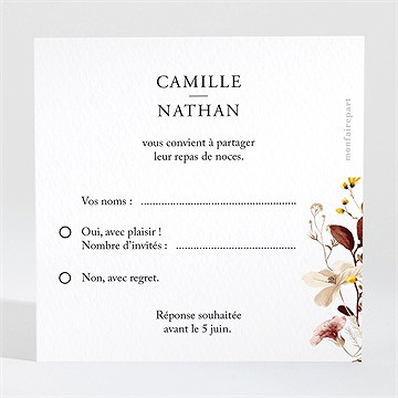 Carton réponse mariage en automne - Dos du carton