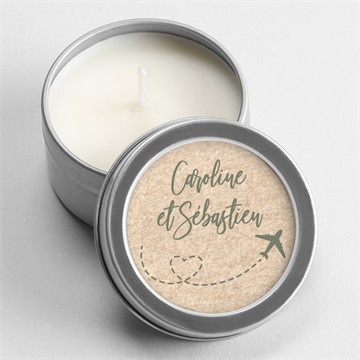 Bougie mariage billet d'avion argent