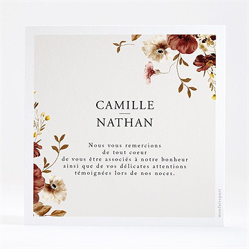 Remerciement mariage en automne - Dos de la carte