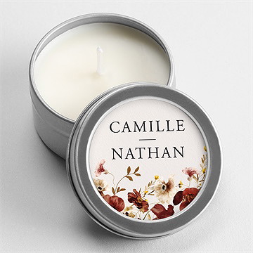 Bougie mariage en automne argent
