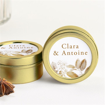 Bougie mariage délicatesse végétale or