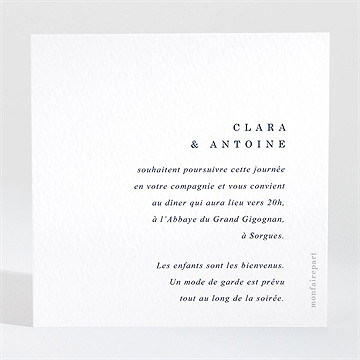 Carton d'invitation mariage pureté - Dos du carton