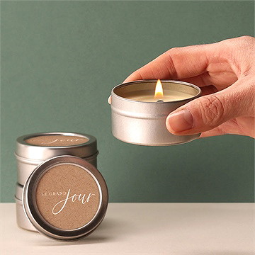 Bougie mariage notre absolu argent - Bougie allumée