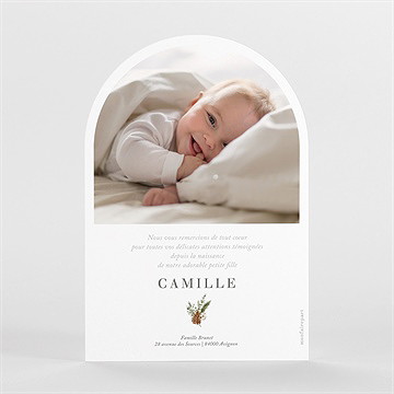 Remerciement naissance douceur d'hiver - Dos du faire-part