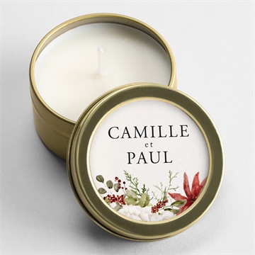 Bougie mariage fleurs d'hiver