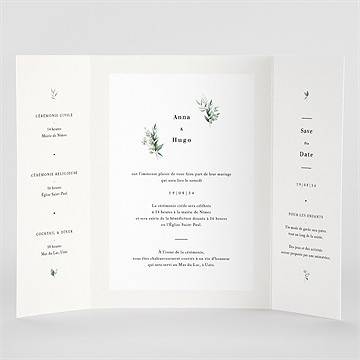 Faire-part mariage emeraude - Vue Interieur