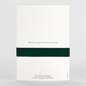 Faire-part mariage emeraude - Vue de Dos