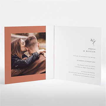 Faire-part mariage douce terracotta - Intérieur du faire-part