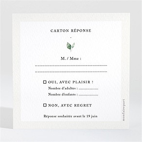 Carton réponse mariage emeraude