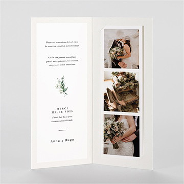 Remerciement mariage emeraude - Intérieur du faire-part