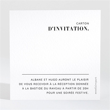 Carton d'invitation mariage annonce minimaliste
