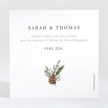 Carton d'invitation mariage noël - Dos du carton