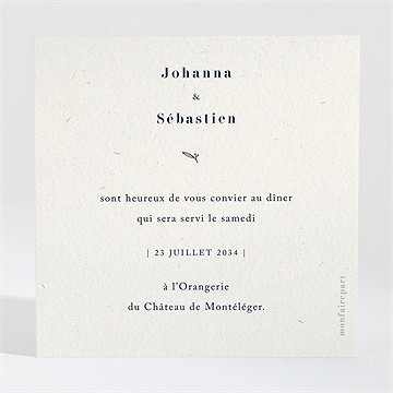 Carton d'invitation mariage notre idylle - Dos du carton