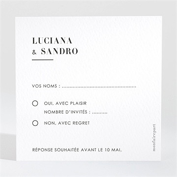 Carton réponse mariage terracotta initiales - Dos du carton