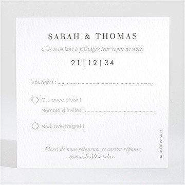 Carton réponse mariage noël - Dos du carton