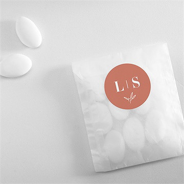 Sticker mariage terracotta initiales - Mise en situation