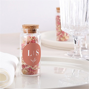 Mignonette mariage terracotta initiales - Mise en situation