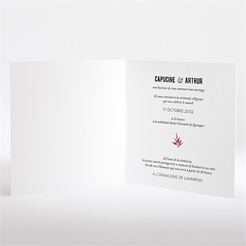 Faire-part mariage floral - Intérieur du faire-part