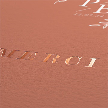 Remerciement mariage douce terracotta dorure - Marquage à chaud CUIVRE