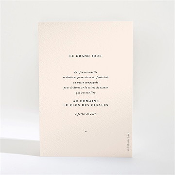 Carton d'invitation mariage volupté - Dos du carton