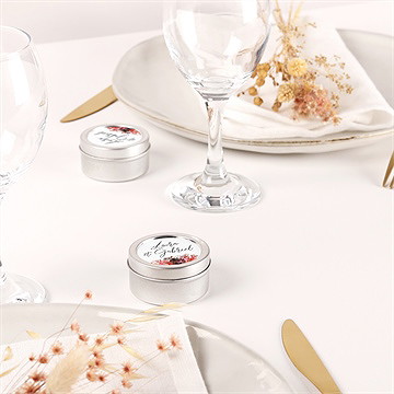 Bougie mariage bordeaux argent - Mise en situation