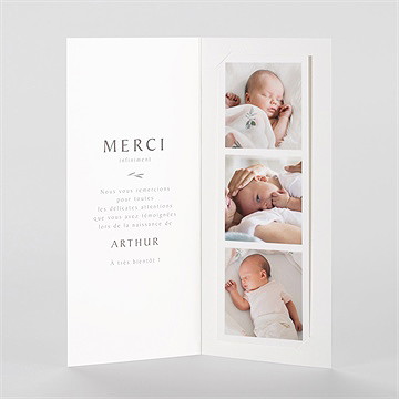 Remerciement naissance symétrie - Intérieur du faire-part