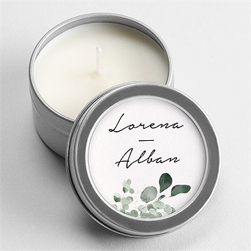 Bougie mariage pastel argent