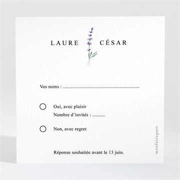 Carton réponse mariage lavande