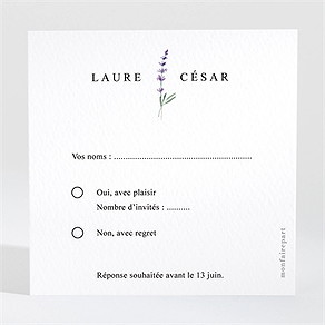 Carton réponse mariage lavande