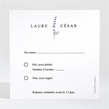 Carton réponse mariage lavande
