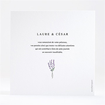 Remerciement mariage lavande - Dos de la carte