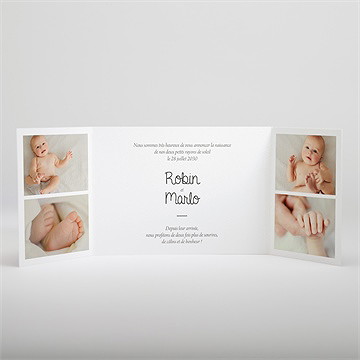 Faire-part naissance nos jumeaux 2 volets - Intérieur du faire-part