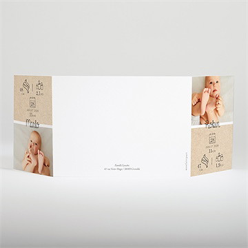 Faire-part naissance nos jumeaux 2 volets - Dos du faire-part