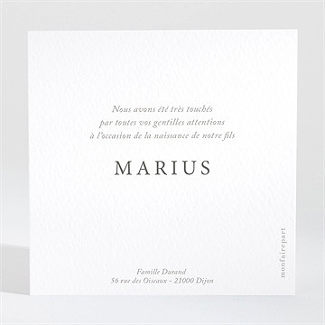 Remerciement naissance fenêtre sur la vie - Dos de la carte