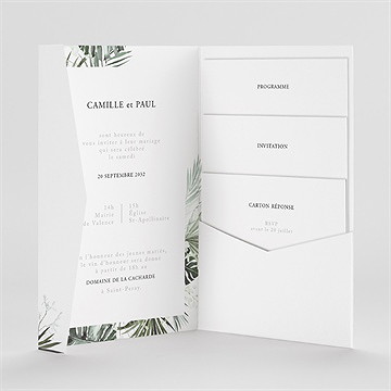 Faire-part mariage tropical pocketfold - Intérieur du faire-part