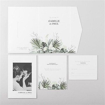 Faire-part mariage tropical pocketfold - Vue ensemble extérieur