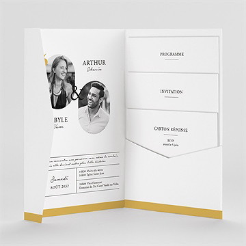 Faire-part mariage gatsby pocketfold - Intérieur du faire-part