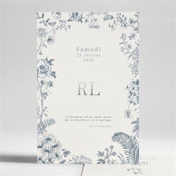 Faire-part mariage tropiques initiales