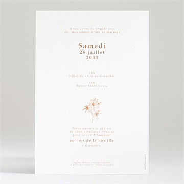 Faire-part mariage passionnément dorure - Dos du faire-part