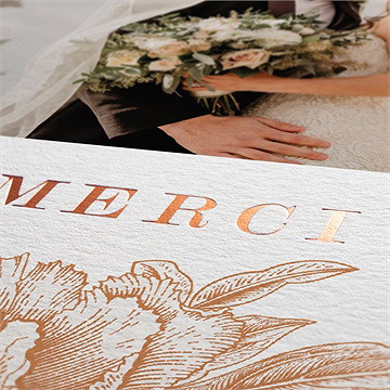 Remerciement mariage passionnément - Marquage à chaud CUIVRE